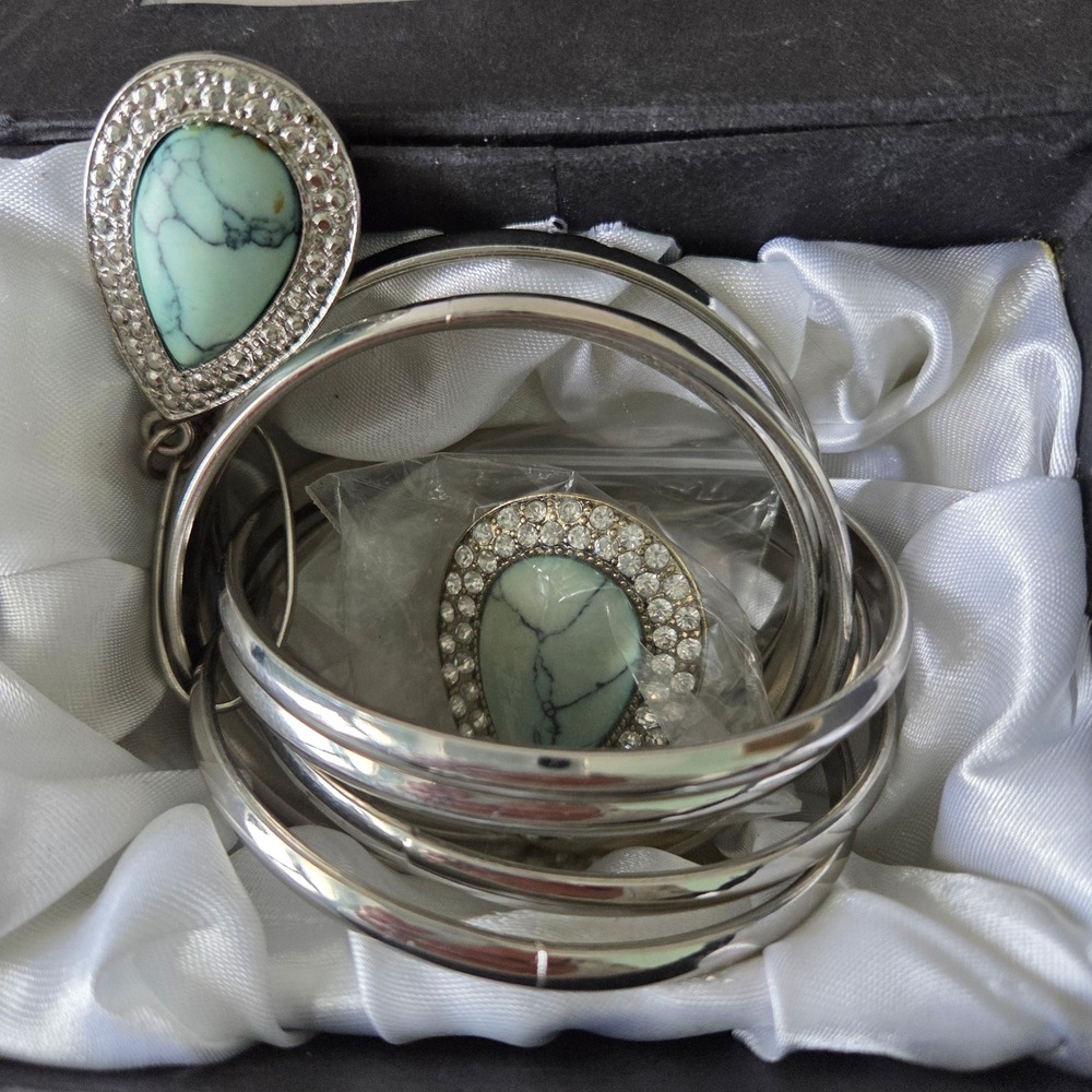 Samantha Wills Bohemian Bardot Turquoise Teardrop Ring Bangle Set Silver Pave - Picture 14 of 15